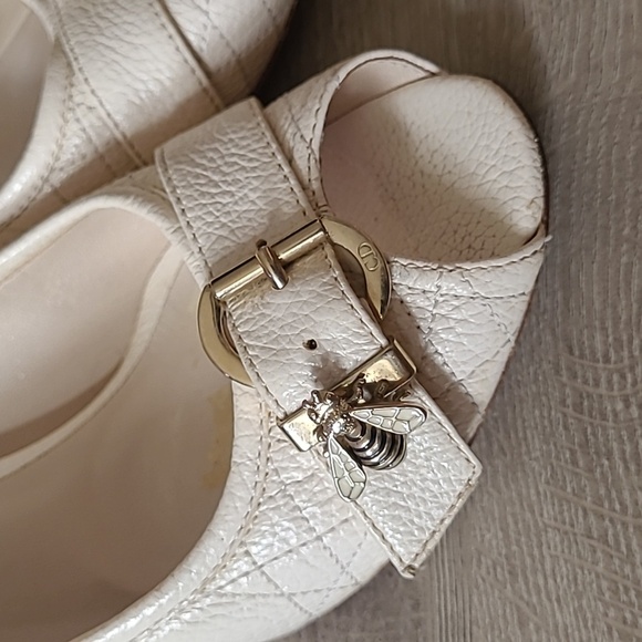 Dior bumblebee Prep Toe Grained Calksin Heels Sandals - Size 38 EUR - Picture 2 of 12